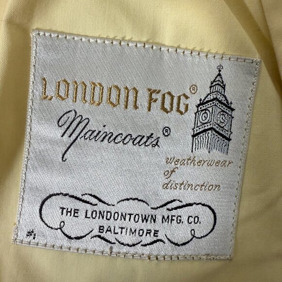 Vintage London Fog Womens Trench Coat Size 8 Petite Yellow Swing Jacket Overcoat - Picture 2 of 15